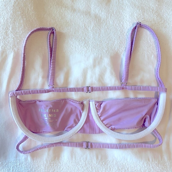 frankies bikinis annie plisse bikini bottom top set wisteria lilac - Picture 11 of 12
